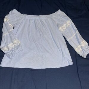 American Eagle Bohemian Cotton Off The Shoulder Size S Embroidered Long Sleeve